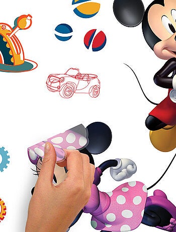 Stickers repositionnables et toise - Mickey, Minnie, Donald et Pluto - Disney - 89 cm x 18 cm