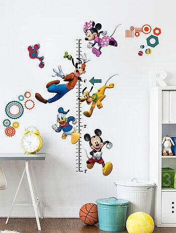 Stickers repositionnables et toise - Mickey, Minnie, Donald et Pluto - Disney - 89 cm x 18 cm