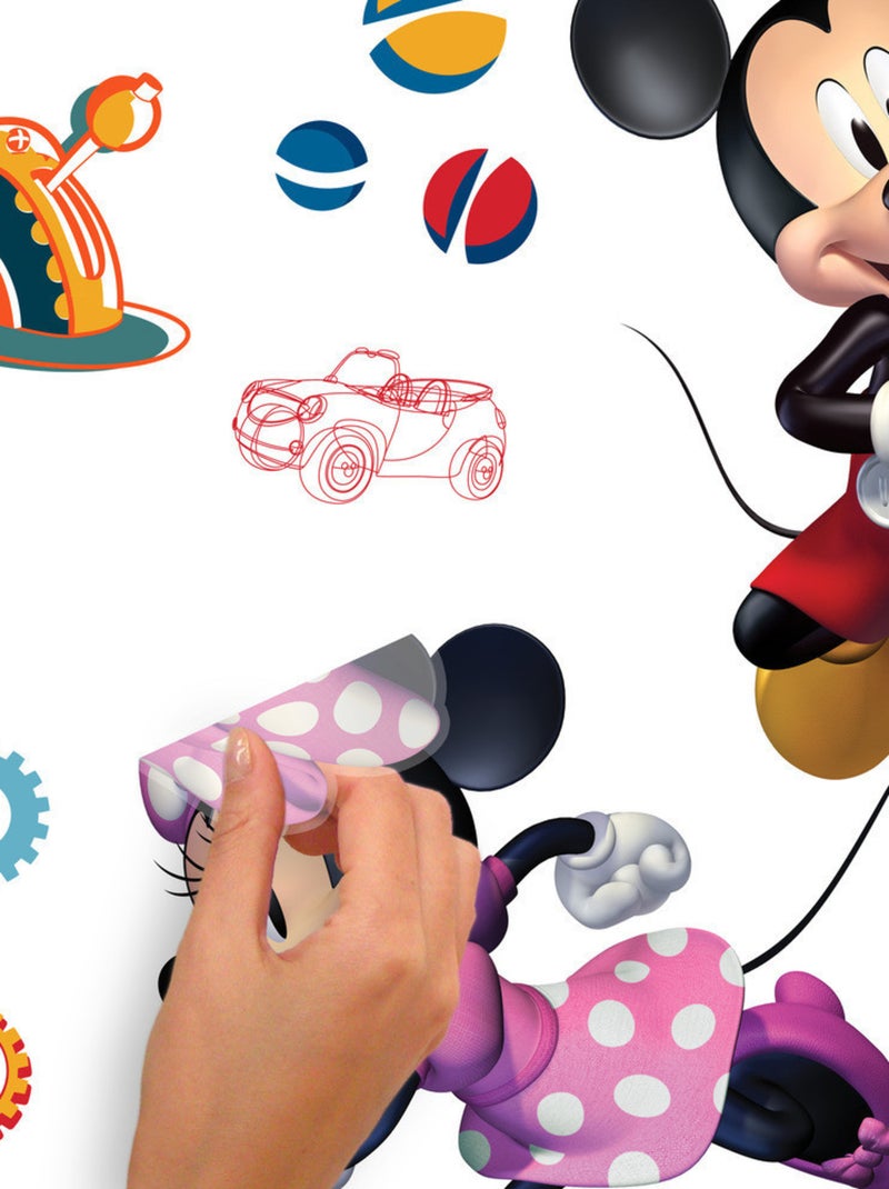 Stickers repositionnables et toise - Mickey, Minnie, Donald et Pluto - Disney - 89 cm x 18 cm Multicolore - Kiabi