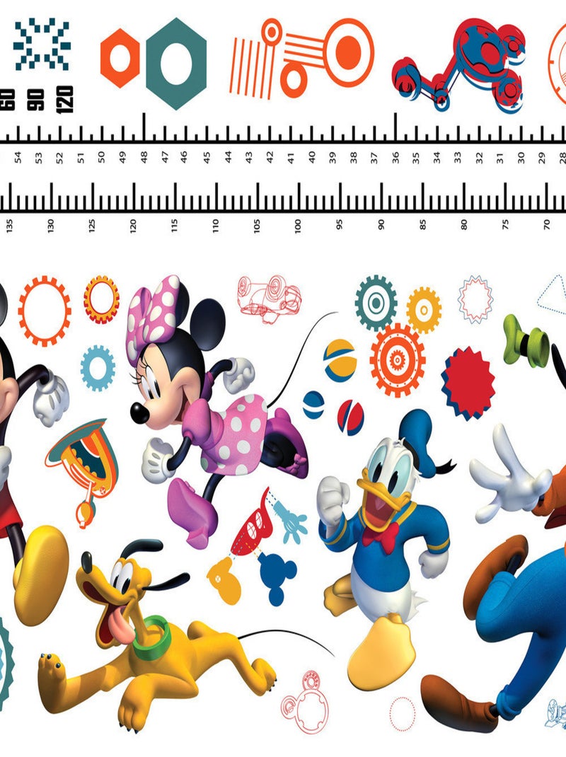 Stickers repositionnables et toise - Mickey, Minnie, Donald et Pluto - Disney - 89 cm x 18 cm Multicolore - Kiabi