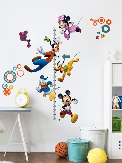 Stickers repositionnables et toise - Mickey, Minnie, Donald et Pluto - Disney - 89 cm x 18 cm - Kiabi
