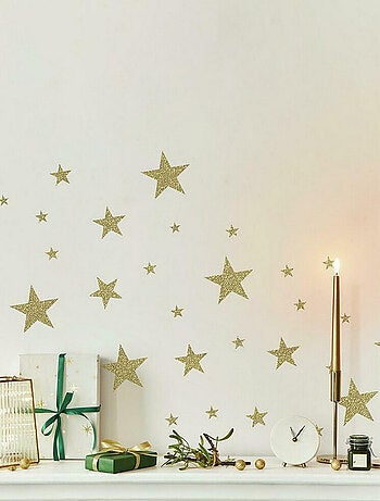 Stickers repositionnables étoiles dorées de noël