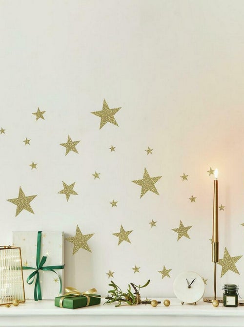 Stickers repositionnables étoiles dorées de noël - Kiabi