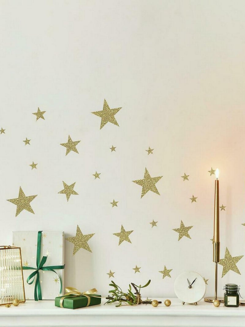 Stickers repositionnables étoiles dorées de noël Multicolore - Kiabi