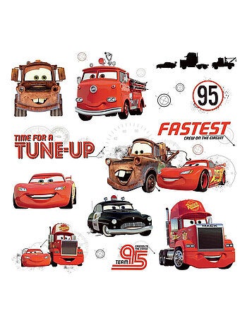 Stickers repositionnables Flash McQueen et ses amis Disney Cars 25,4CM X 45,7CM