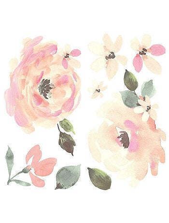 Stickers repositionnables fleurs roses 4 feuilles 22x44 cm