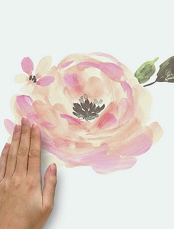 Stickers repositionnables fleurs roses 4 feuilles 22x44 cm