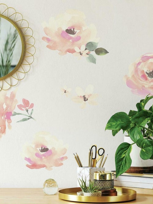 Stickers repositionnables fleurs roses 4 feuilles 22x44 cm - Kiabi