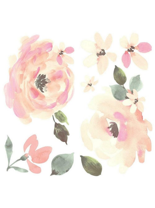 Stickers repositionnables fleurs roses 4 feuilles 22x44 cm - Kiabi