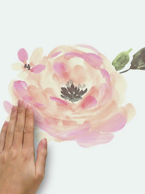 Stickers repositionnables fleurs roses 4 feuilles 22x44 cm - Kiabi