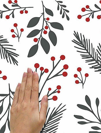 Stickers repositionnables fruits et feuilles de noël