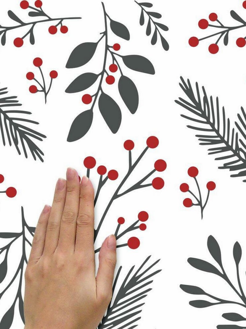 Stickers repositionnables fruits et feuilles de noël Gris - Kiabi