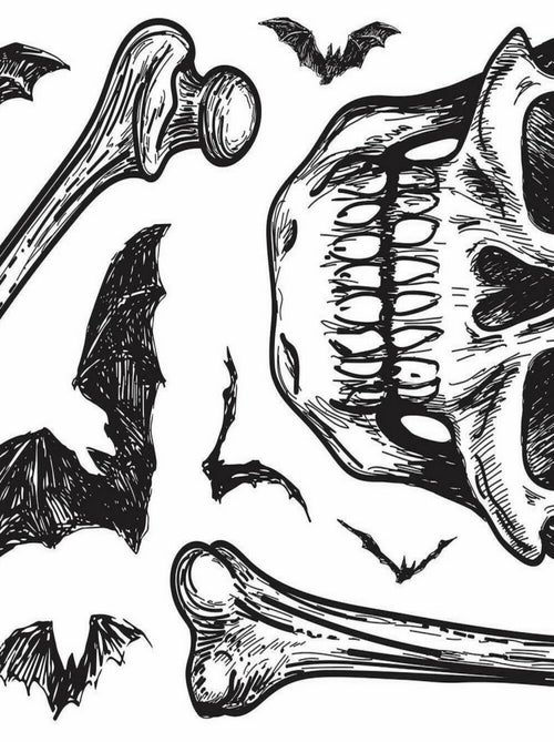 Stickers repositionnables halloween tête de mort et chauve souris - Kiabi