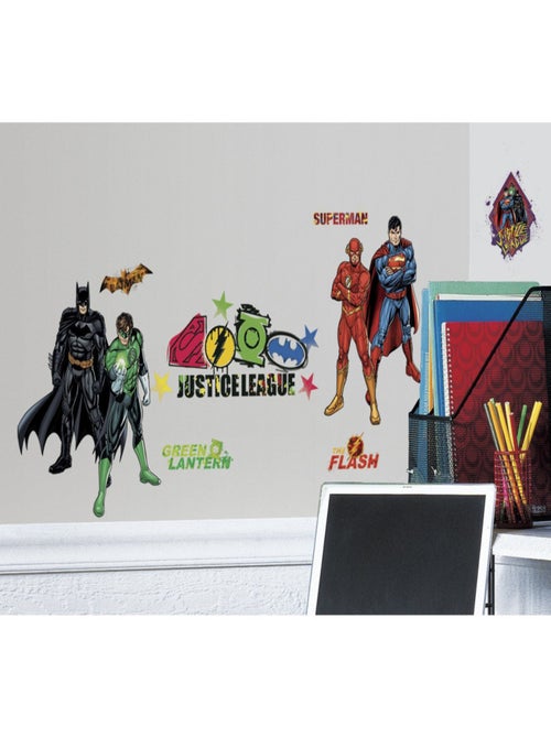 Stickers repositionnables Justice League DC Comics 4 planches 22,8CM x 44,1 cm - Kiabi