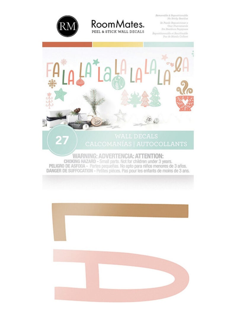 Stickers repositionnables Lettres et déco de noël « Falalala » Multicolore - Kiabi