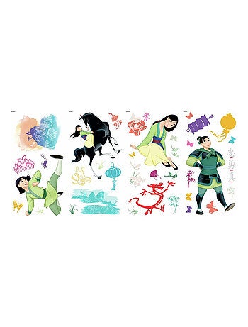 Stickers repositionnables Mulan DISNEY - 4 planches 22x44 cm
