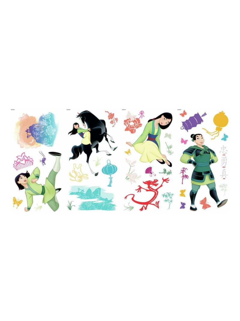 Stickers repositionnables Mulan DISNEY - 4 planches 22x44 cm Multicolore - Kiabi