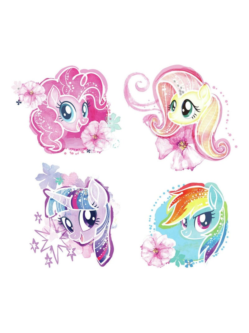 Stickers repositionnables My Little Pony Le Film aquarelle - 1 planche de 21.9 x 92.7 cm Multicolore - Kiabi