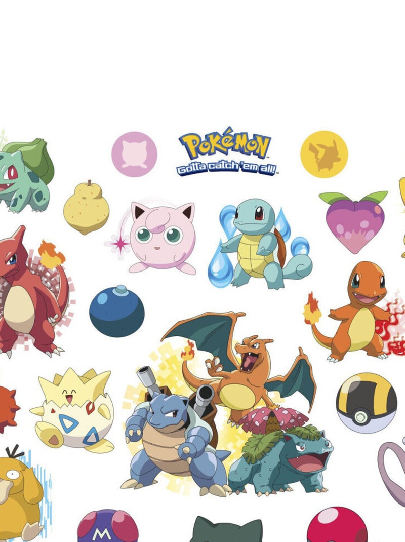 Stickers repositionnables Pokemon Attrapez les tous ! NIN 25,4CM X 45,7CM Multicolore - Kiabi