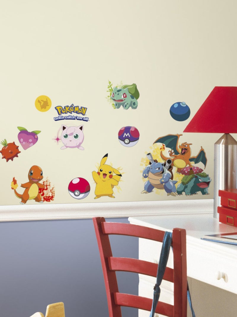 Stickers repositionnables Pokemon Attrapez les tous ! NIN 25,4CM X 45,7CM Multicolore - Kiabi