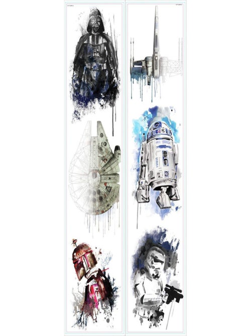 Stickers repositionnables Star Wars façon aquarelle 21,9CM X 92,7CM - Kiabi