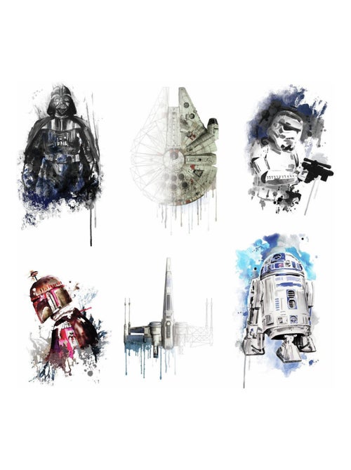 Stickers repositionnables Star Wars façon aquarelle 21,9CM X 92,7CM - Kiabi