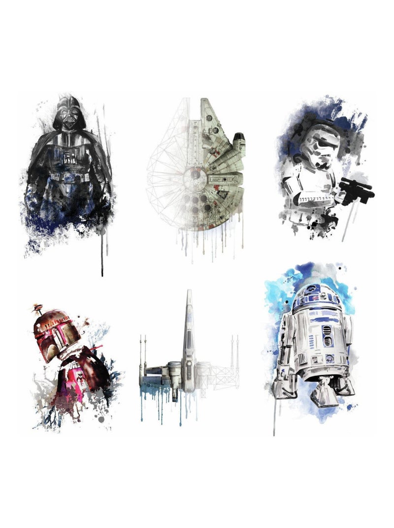 Stickers repositionnables Star Wars façon aquarelle 21,9CM X 92,7CM Multicolore - Kiabi