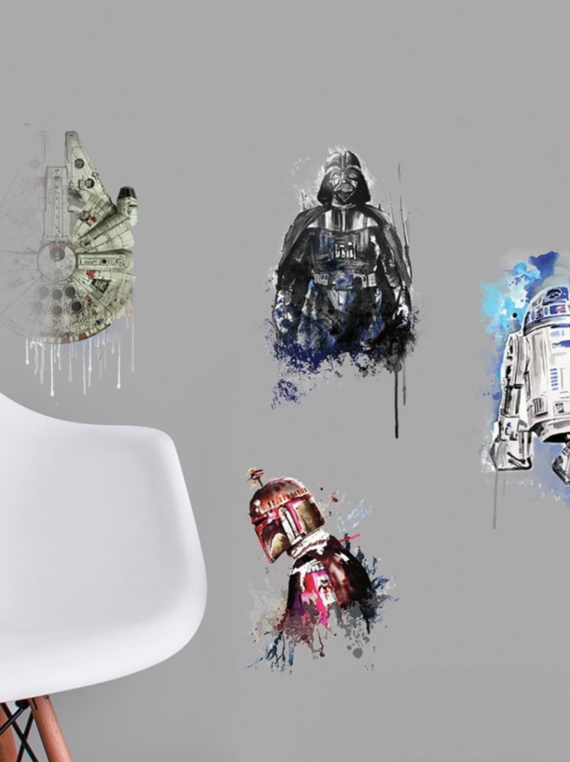 Stickers repositionnables Star Wars façon aquarelle 21,9CM X 92,7CM Multicolore - Kiabi