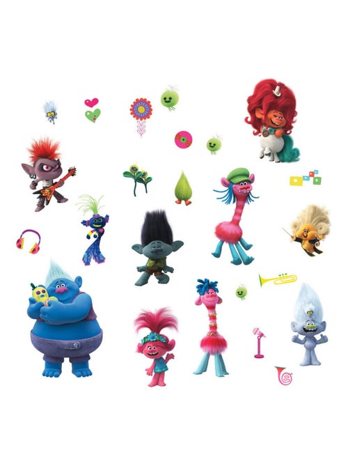 Stickers repositionnables Trolls - tous les personnages - Kiabi