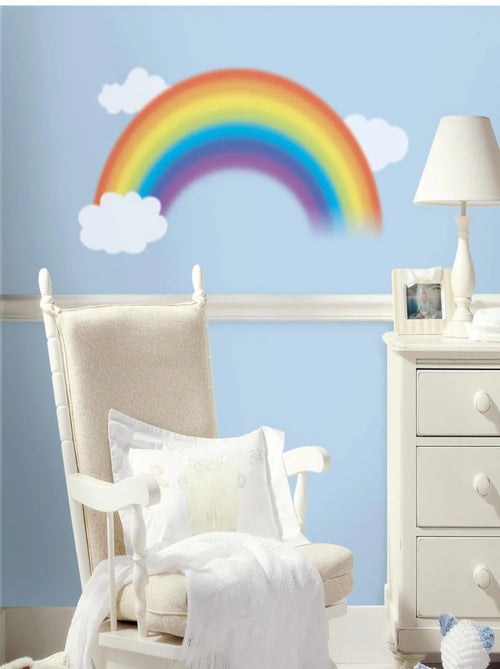 Stickers repositionnalble arc en ciel et troi nuages blancs - Kiabi