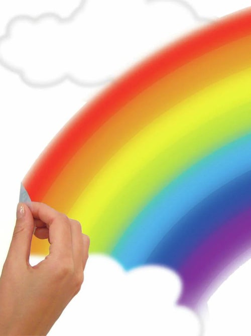 Stickers repositionnalble arc en ciel et troi nuages blancs - Kiabi
