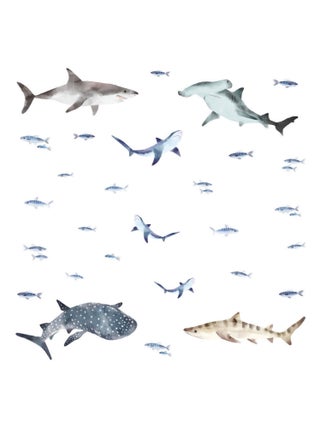 Stickers requins et poissons haut 44 cm