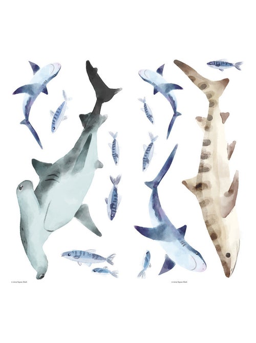 Stickers requins et poissons haut 44 cm - Kiabi