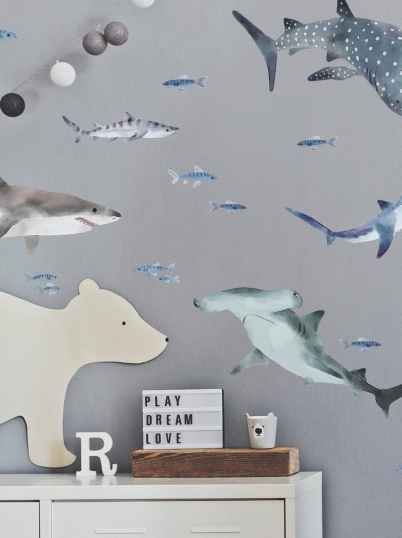 Stickers requins et poissons haut 44 cm Multicolore - Kiabi
