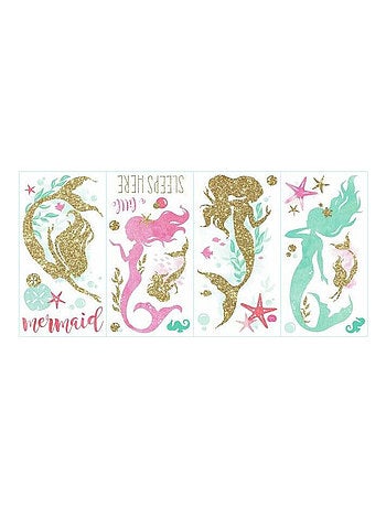 Stickers Sirènes à paillettes Disney 21 éléments My Littre Mermaid Sleeps Here