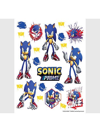 Stickers Sonic Prime 6 Sonic et 12 motifs - 30x30 cm