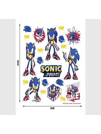 Stickers Sonic Prime 6 Sonic et 12 motifs - 30x30 cm