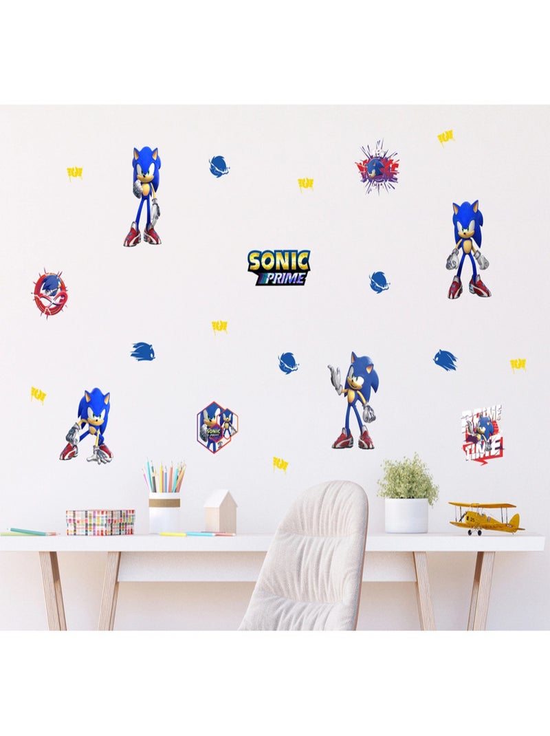 Stickers Sonic Prime 6 Sonic et 12 motifs - 30x30 cm Multicolore - Kiabi