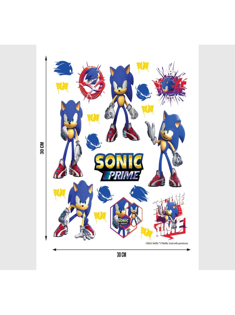 Stickers Sonic Prime 6 Sonic et 12 motifs - 30x30 cm Multicolore - Kiabi