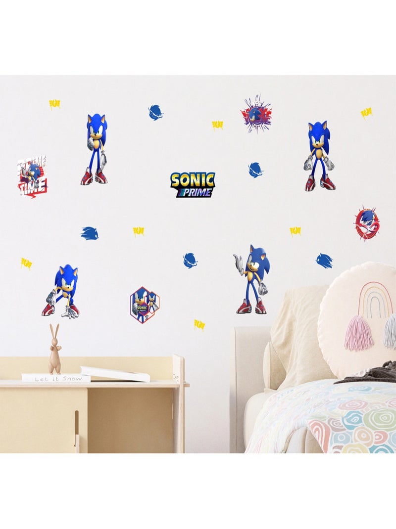 Stickers Sonic Prime 6 Sonic et 12 motifs - 30x30 cm Multicolore - Kiabi