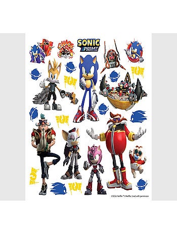 Stickers Sonic Prime 7 personnages 18 motifs - 30x30 cm