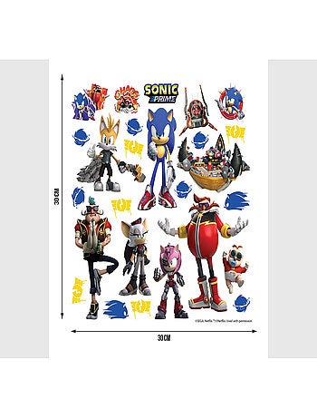 Stickers Sonic Prime 7 personnages 18 motifs - 30x30 cm
