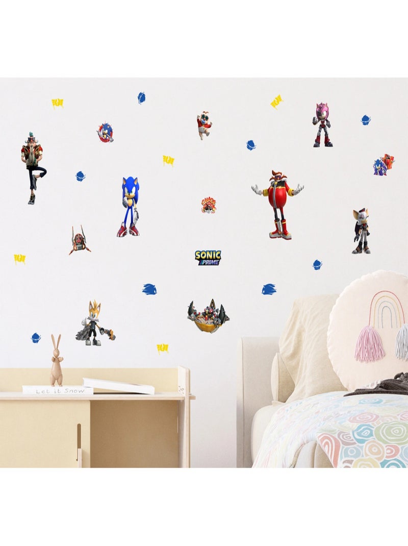 Stickers Sonic Prime 7 personnages  18 motifs - 30x30 cm Multicolore - Kiabi