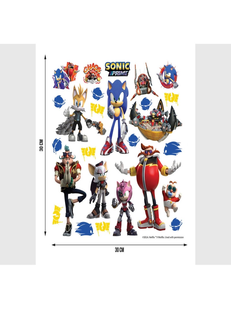Stickers Sonic Prime 7 personnages  18 motifs - 30x30 cm Multicolore - Kiabi
