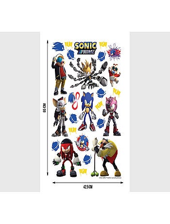 Stickers Sonic Prime 7 personnages 18 motifs - 42,5x65 cm