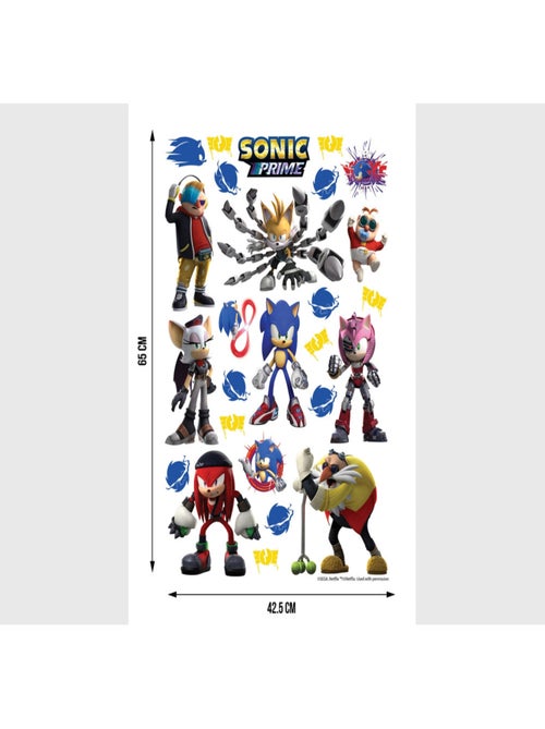 Stickers Sonic Prime 7 personnages  18 motifs - 42,5x65 cm - Kiabi
