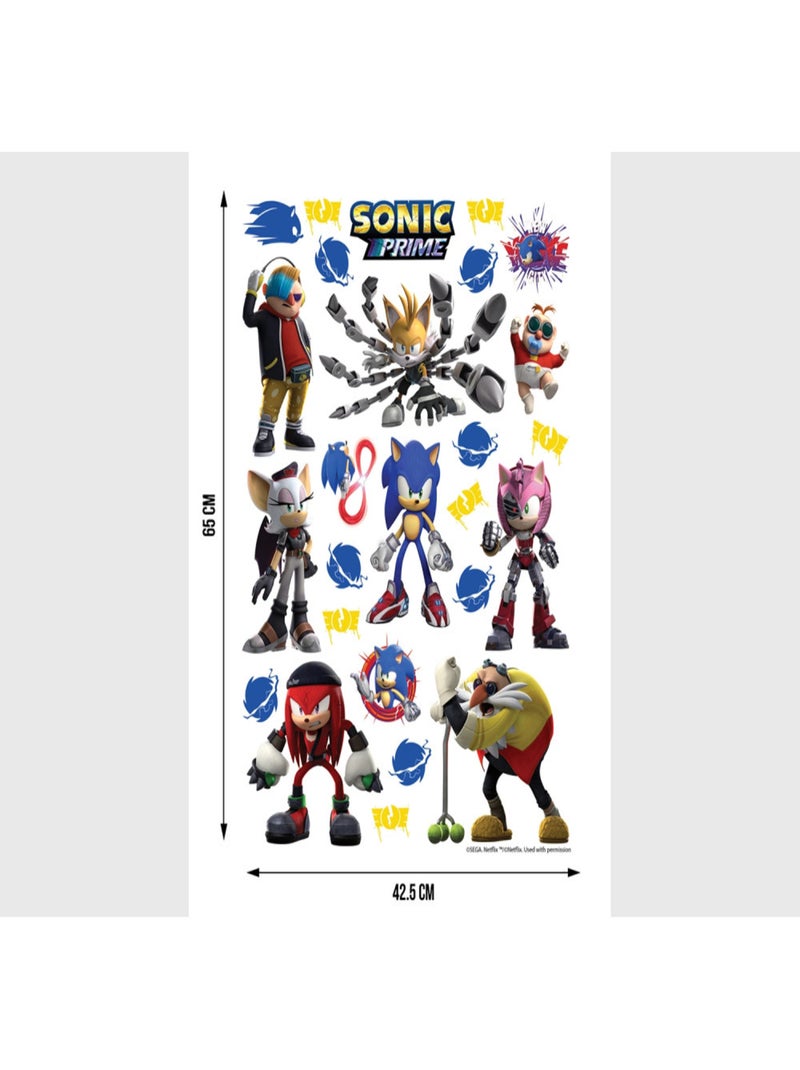 Stickers Sonic Prime 7 personnages  18 motifs - 42,5x65 cm Multicolore - Kiabi