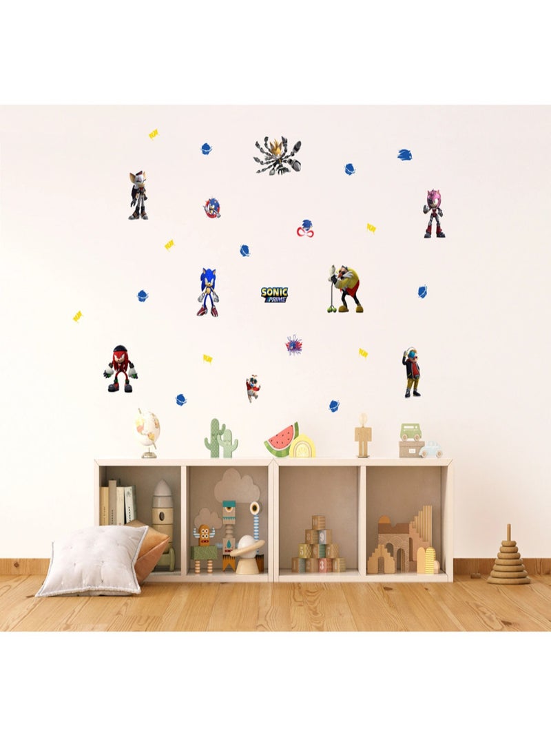 Stickers Sonic Prime 7 personnages  18 motifs - 42,5x65 cm Multicolore - Kiabi