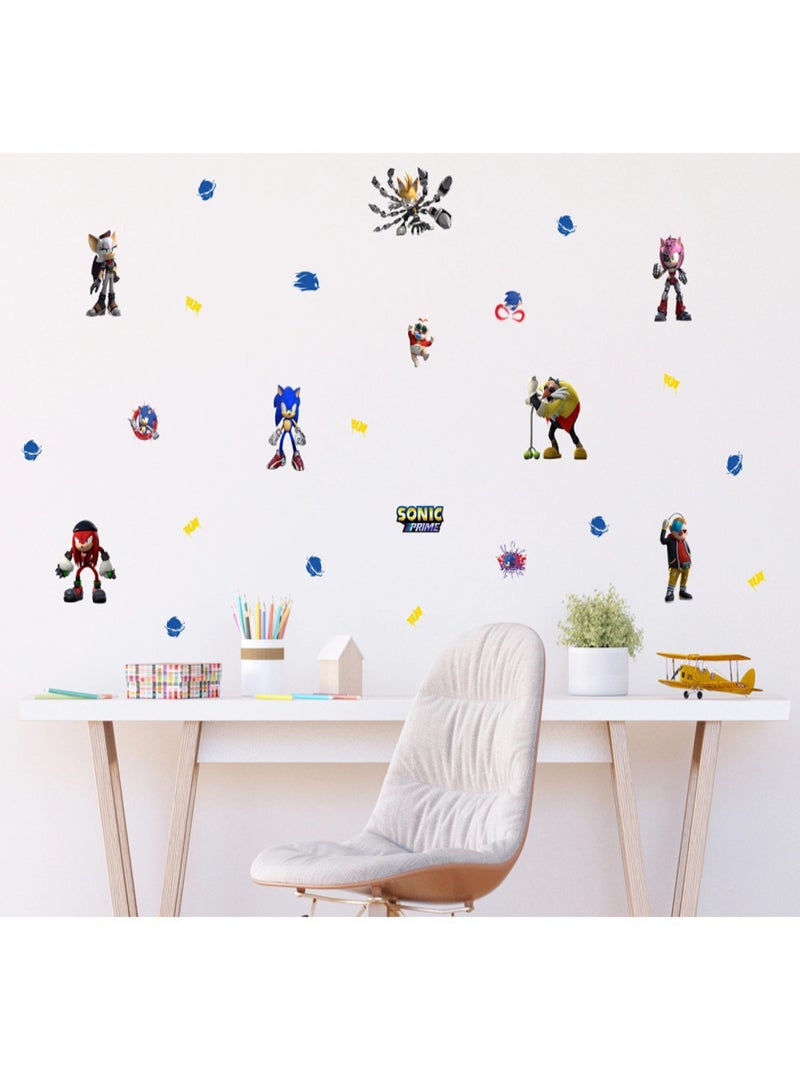 Stickers Sonic Prime 7 personnages  18 motifs - 42,5x65 cm Multicolore - Kiabi