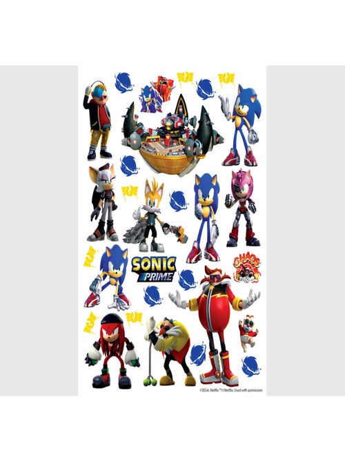 Stickers Sonic Prime 7 personnages  18 motifs - 65 x 85 cm - Kiabi